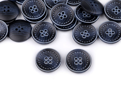 Bouton avec imitation coutures, taille 20,3mm, 25,4mm