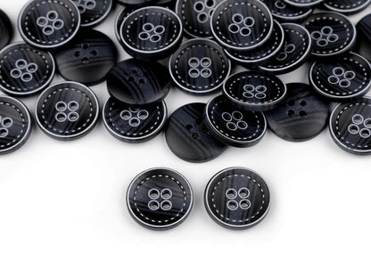 Bouton avec imitation coutures, taille 20,3mm, 25,4mm