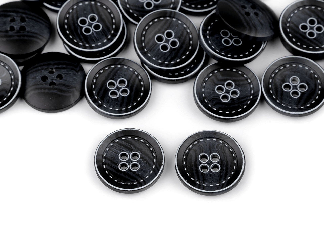 Bouton avec imitation coutures, taille 20,3mm, 25,4mm
