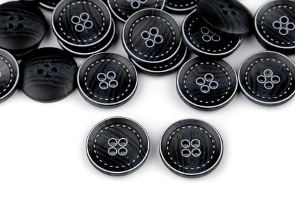 Bouton avec imitation coutures, taille 20,3mm, 25,4mm