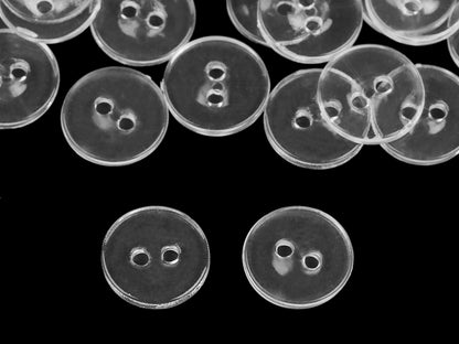 Boutons transparents, tailles 15,2mm, lavables jusqu’à 95 ° C - 25pc