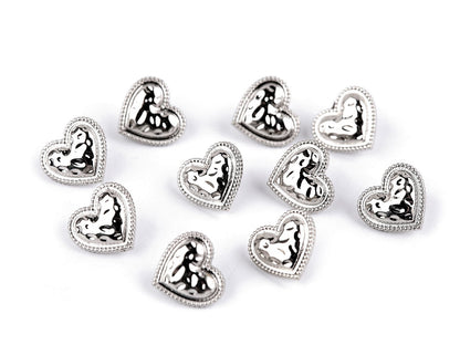 Bouton métallique Cœur, taille 11,4mm