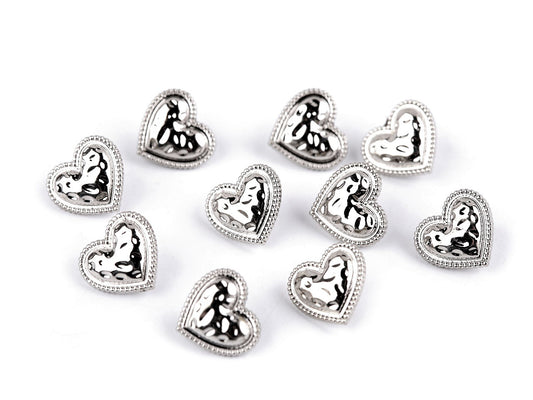 Bouton métallique Cœur, taille 11,4mm