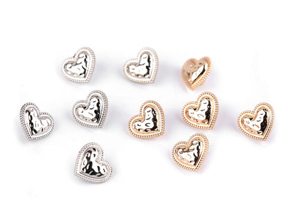 Bouton métallique Cœur, taille 11,4mm