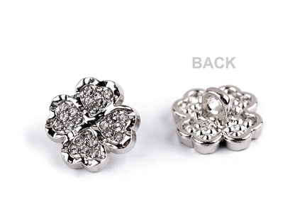Bouton métallique Trèfle à quatre feuilles avec strass, taille 12,7mm