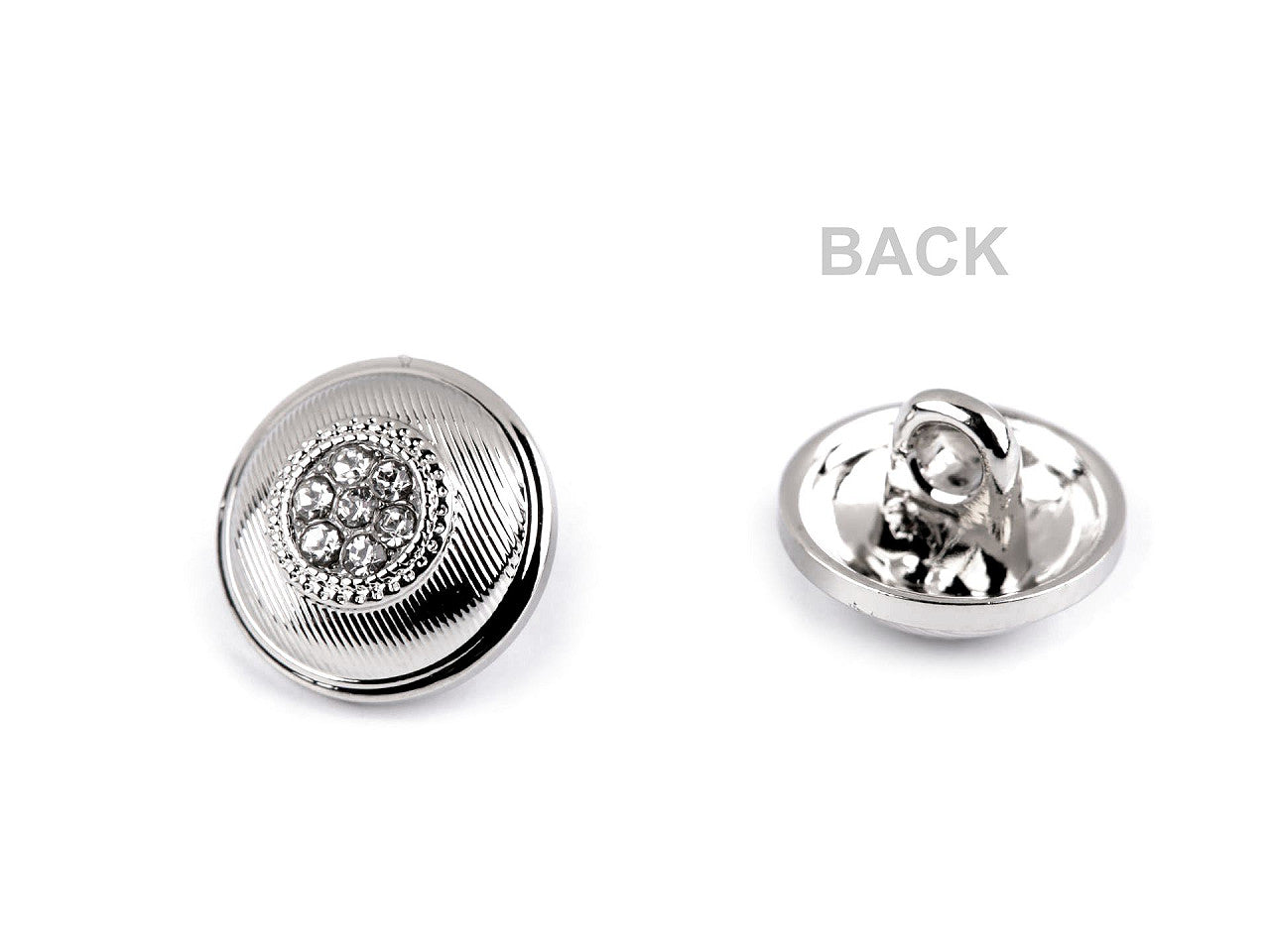 Bouton métallique avec strass, taille 10,2mm