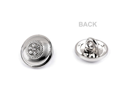 Bouton métallique avec strass, taille 10,2mm