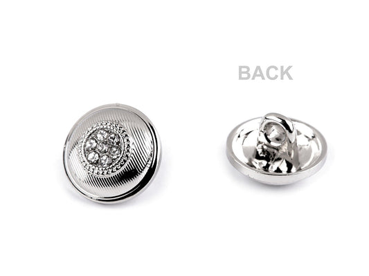 Bouton métallique avec strass, taille 10,2mm