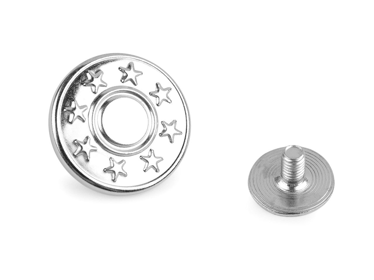 Bouton de jean métallique avec vis, taille 16,5mm