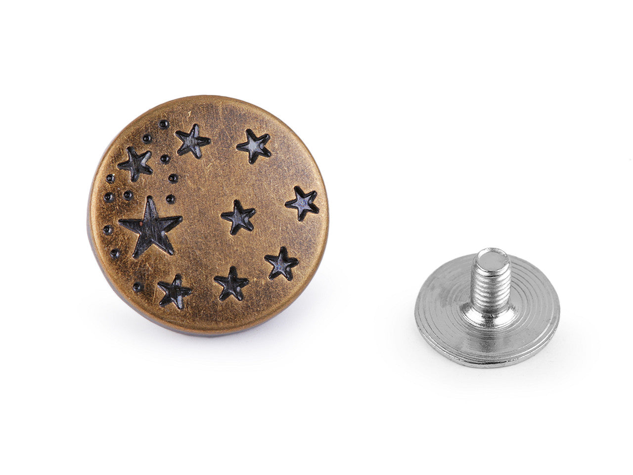 Bouton de jean métallique avec vis, taille 16,5mm