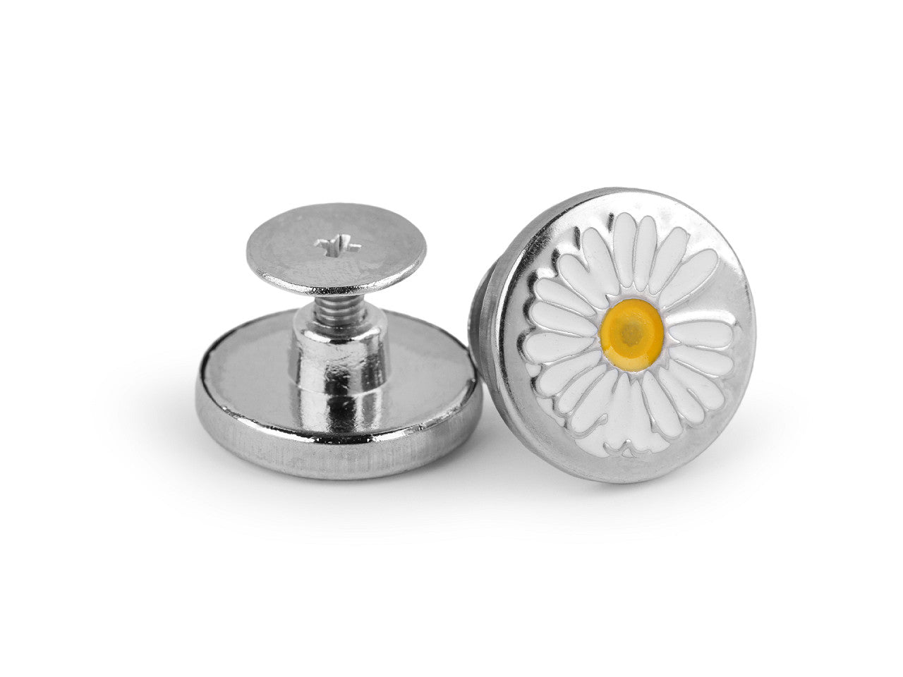 Bouton de jean métallique avec vis, Marguerite, taille 16,5mm