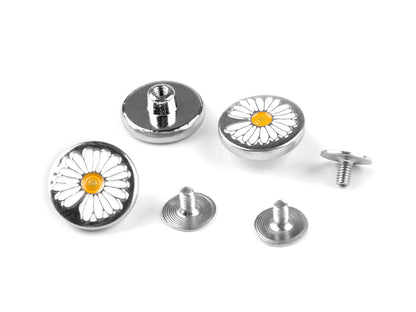 Bouton de jean métallique avec vis, Marguerite, taille 16,5mm