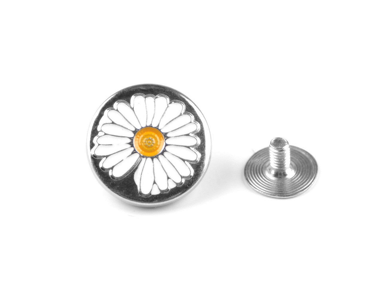 Bouton de jean métallique avec vis, Marguerite, taille 16,5mm