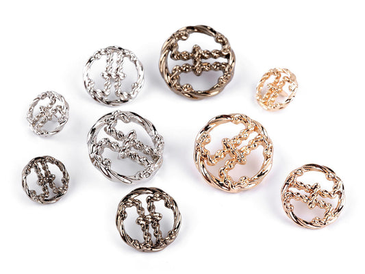 Bouton métallique, taille 15,2mm ; 20,3mm ; 38'