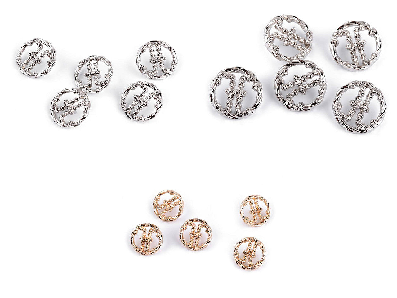 Bouton métallique, taille 15,2mm ; 20,3mm ; 38'