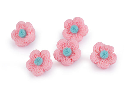 Bouton 3D Imitation fleur en crochet, taille 17,7mm