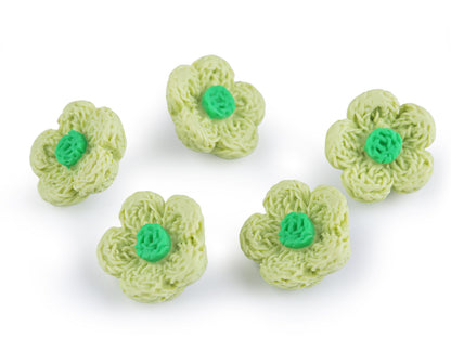 Bouton 3D Imitation fleur en crochet, taille 17,7mm