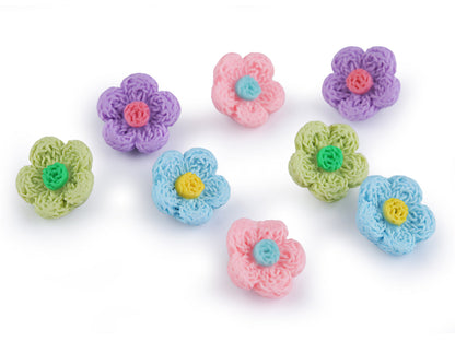 Bouton 3D Imitation fleur en crochet, taille 17,7mm