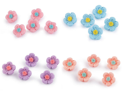 Bouton 3D Imitation fleur en crochet, taille 17,7mm