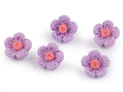 Bouton 3D Imitation fleur en crochet, taille 17,7mm
