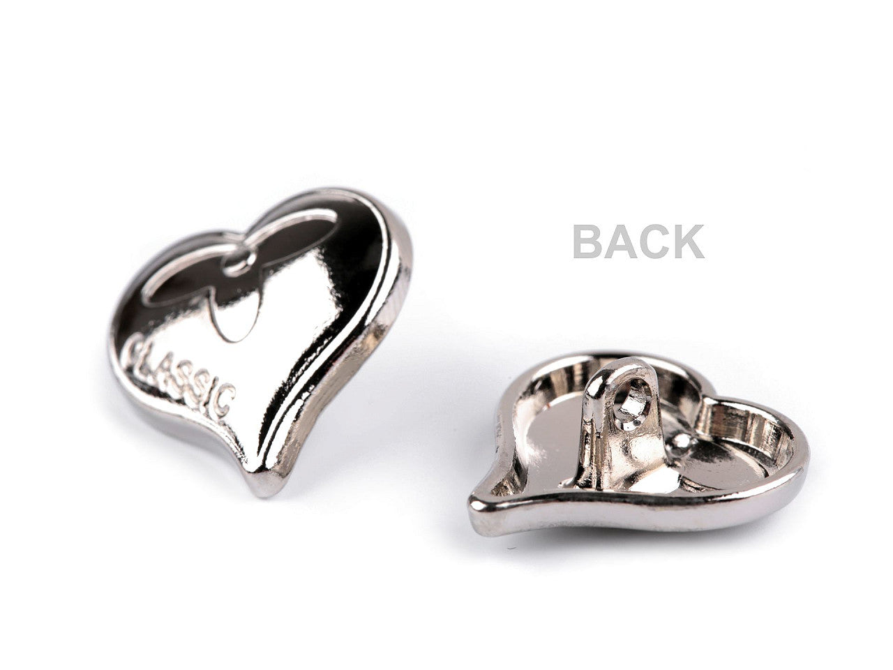 Bouton Cœur métallique, taille 15,2mm; 17,7mm