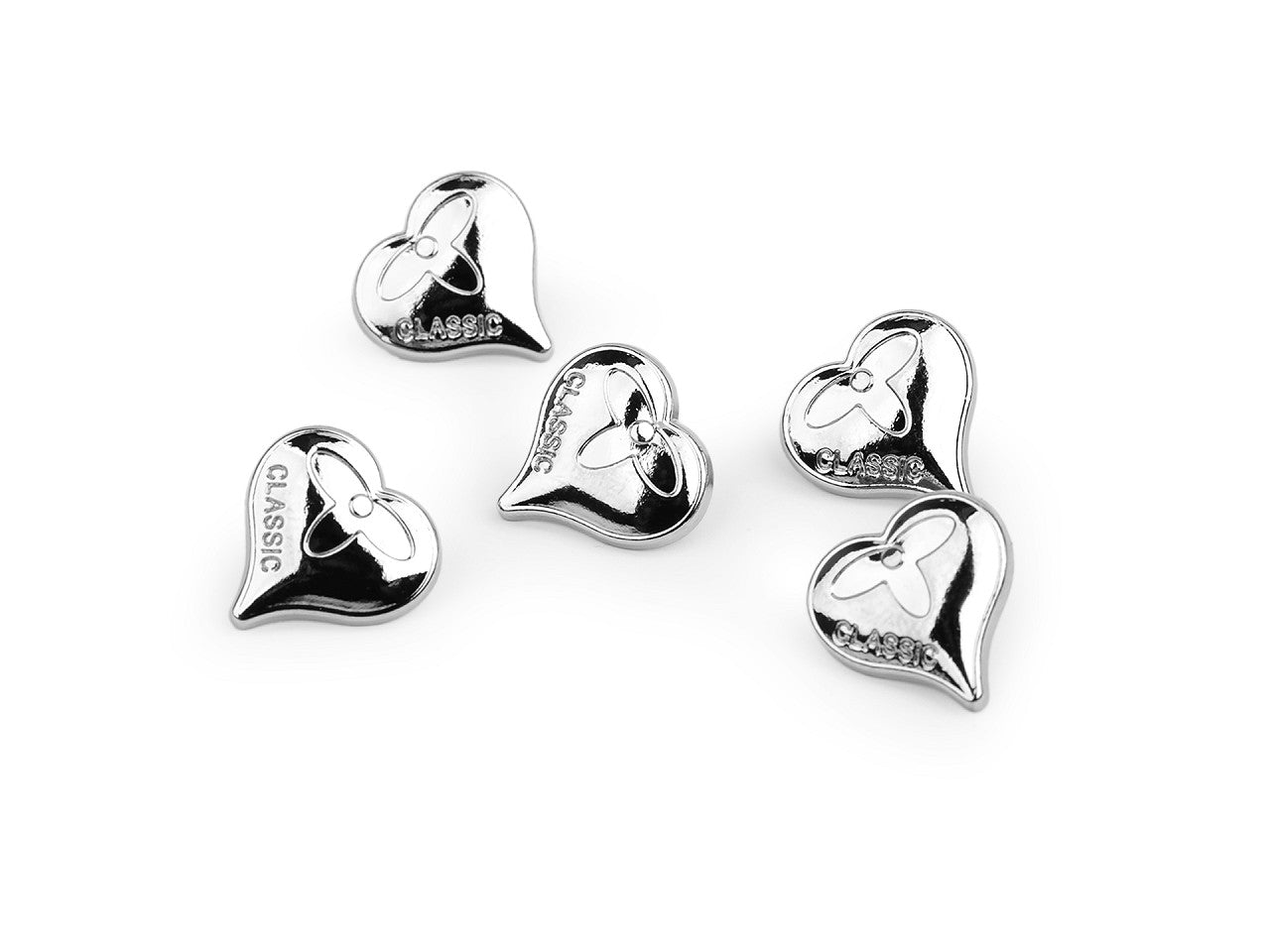 Bouton Cœur métallique, taille 15,2mm; 17,7mm