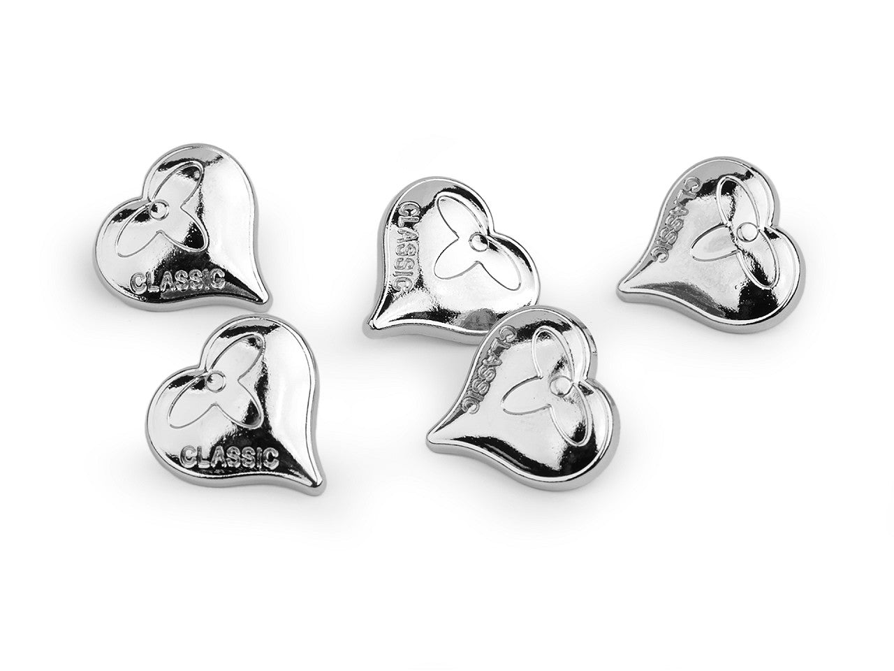 Bouton Cœur métallique, taille 15,2mm; 17,7mm