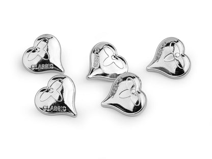 Bouton Cœur métallique, taille 15,2mm; 17,7mm