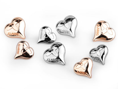 Bouton Cœur métallique, taille 15,2mm; 17,7mm