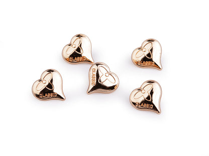 Bouton Cœur métallique, taille 15,2mm; 17,7mm