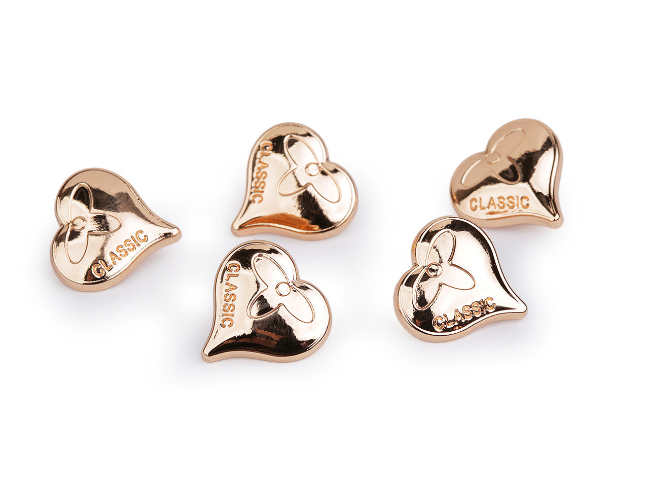 Bouton Cœur métallique, taille 15,2mm; 17,7mm