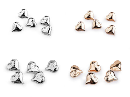 Bouton Cœur métallique, taille 15,2mm; 17,7mm