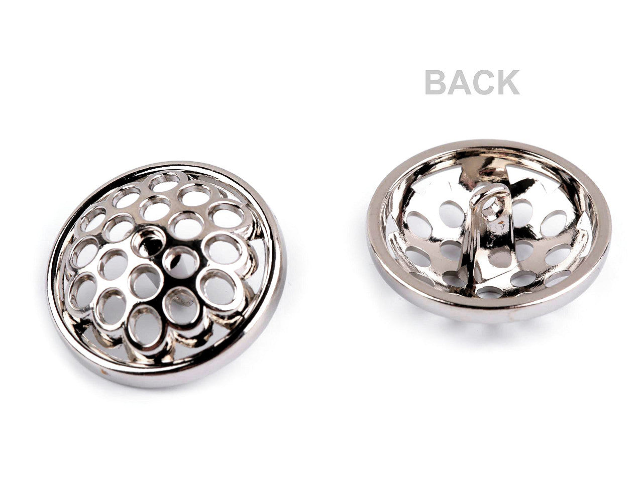 Bouton métallique perforé, taille 17,7mm; 36'