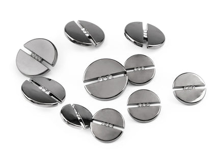 Bouton métallique avec strass, taille 17,7mm ; 38'