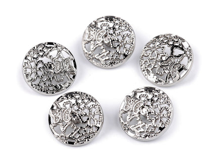 Bouton métallique, taille 17,7mm, 21,1mm avec nœud papillon et strass