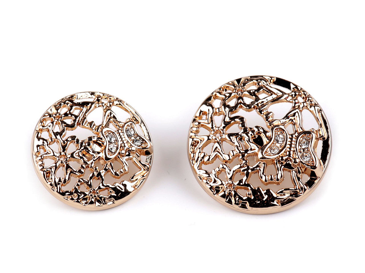 Bouton métallique, taille 17,7mm, 21,1mm avec nœud papillon et strass