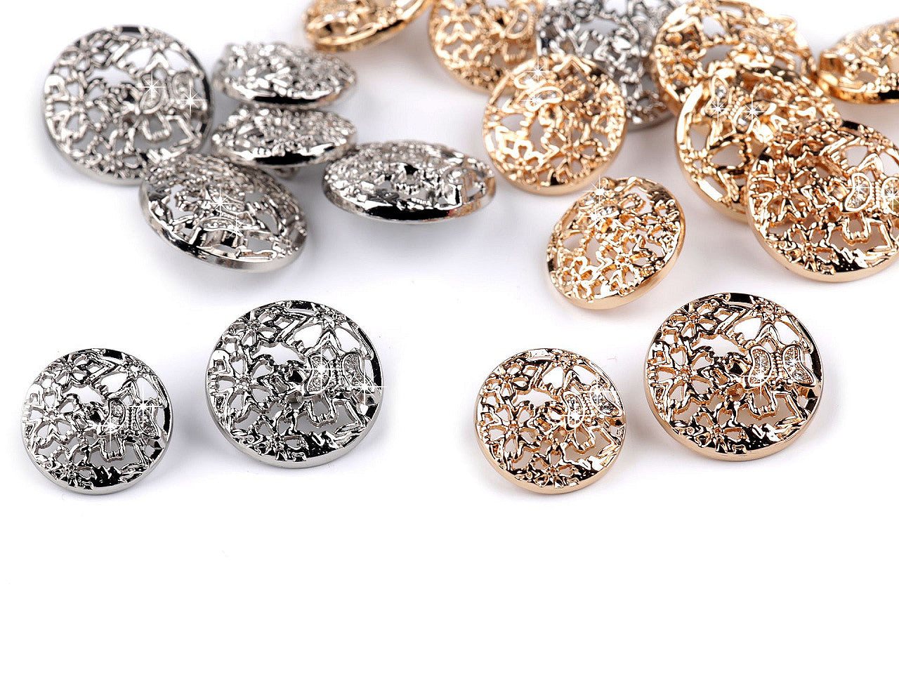 Bouton métallique, taille 17,7mm, 21,1mm avec nœud papillon et strass