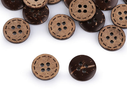 Bouton double face en noix de coco, taille 15,2mm, 17,7mm, 36', 25,4mm, 30,4mm