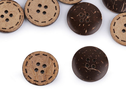 Bouton double face en noix de coco, taille 15,2mm, 17,7mm, 36', 25,4mm, 30,4mm