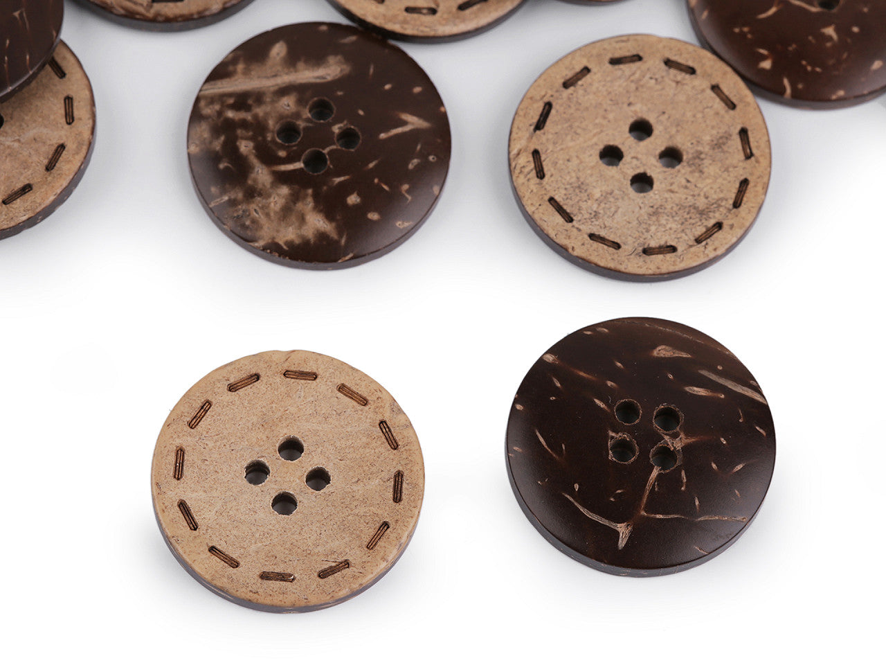 Bouton double face en noix de coco, taille 15,2mm, 17,7mm, 36', 25,4mm, 30,4mm