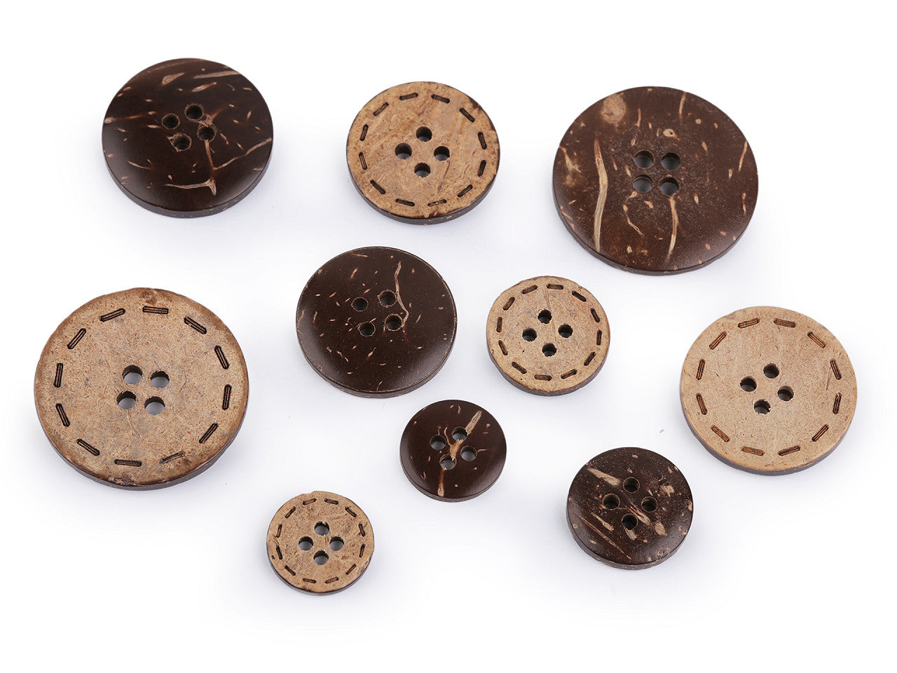 Bouton double face en noix de coco, taille 15,2mm, 17,7mm, 36', 25,4mm, 30,4mm