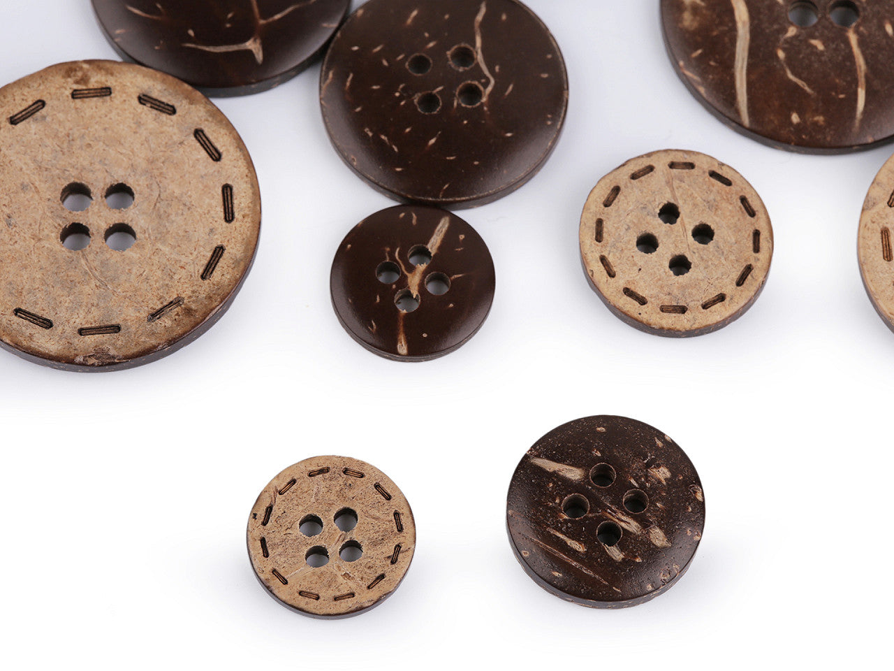 Bouton double face en noix de coco, taille 15,2mm, 17,7mm, 36', 25,4mm, 30,4mm
