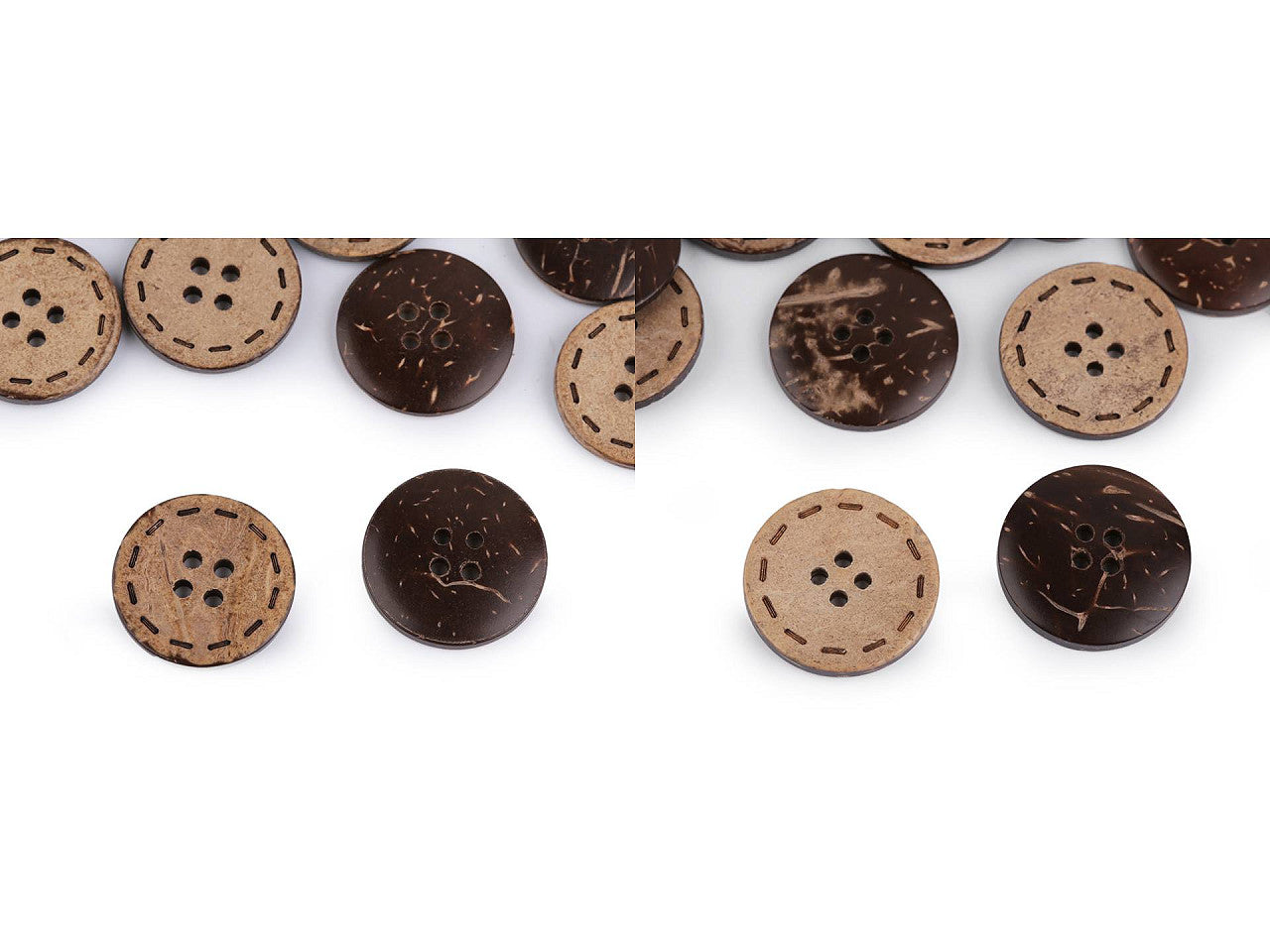 Bouton double face en noix de coco, taille 15,2mm, 17,7mm, 36', 25,4mm, 30,4mm