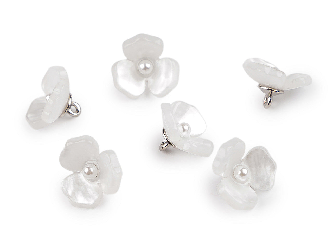 Bouton Fleur en résine avec perle, taille 16,5mm - 6pc