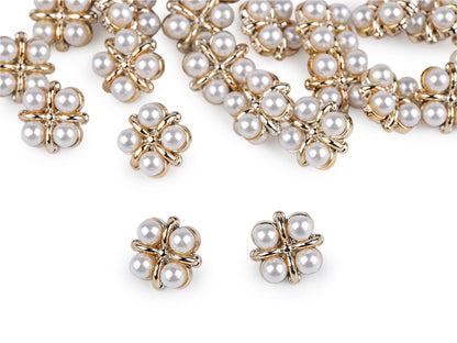 Bouton orné de perles, tailles 15,2mm, 17,7mm, 21,1mm - 30pc
