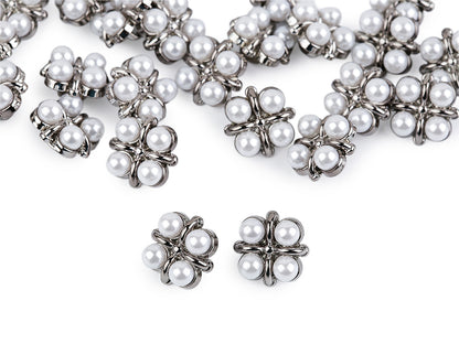 Bouton orné de perles, tailles 15,2mm, 17,7mm, 21,1mm - 30pc