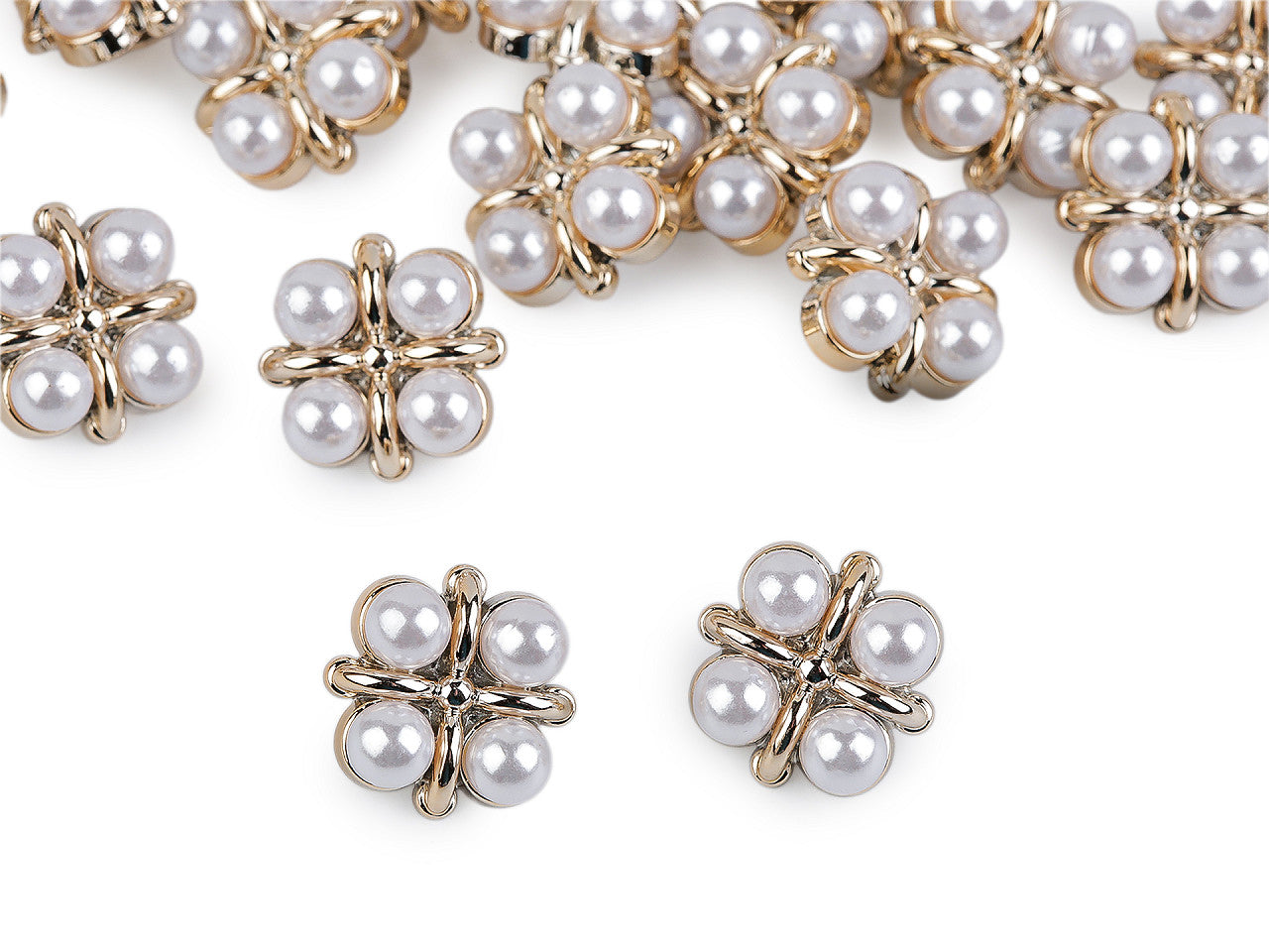 Bouton orné de perles, tailles 15,2mm, 17,7mm, 21,1mm - 30pc