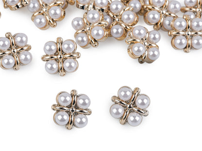 Bouton orné de perles, tailles 15,2mm, 17,7mm, 21,1mm - 30pc