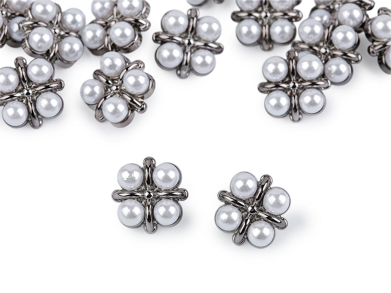 Bouton orné de perles, tailles 15,2mm, 17,7mm, 21,1mm - 30pc