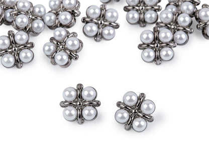 Bouton orné de perles, tailles 15,2mm, 17,7mm, 21,1mm - 30pc